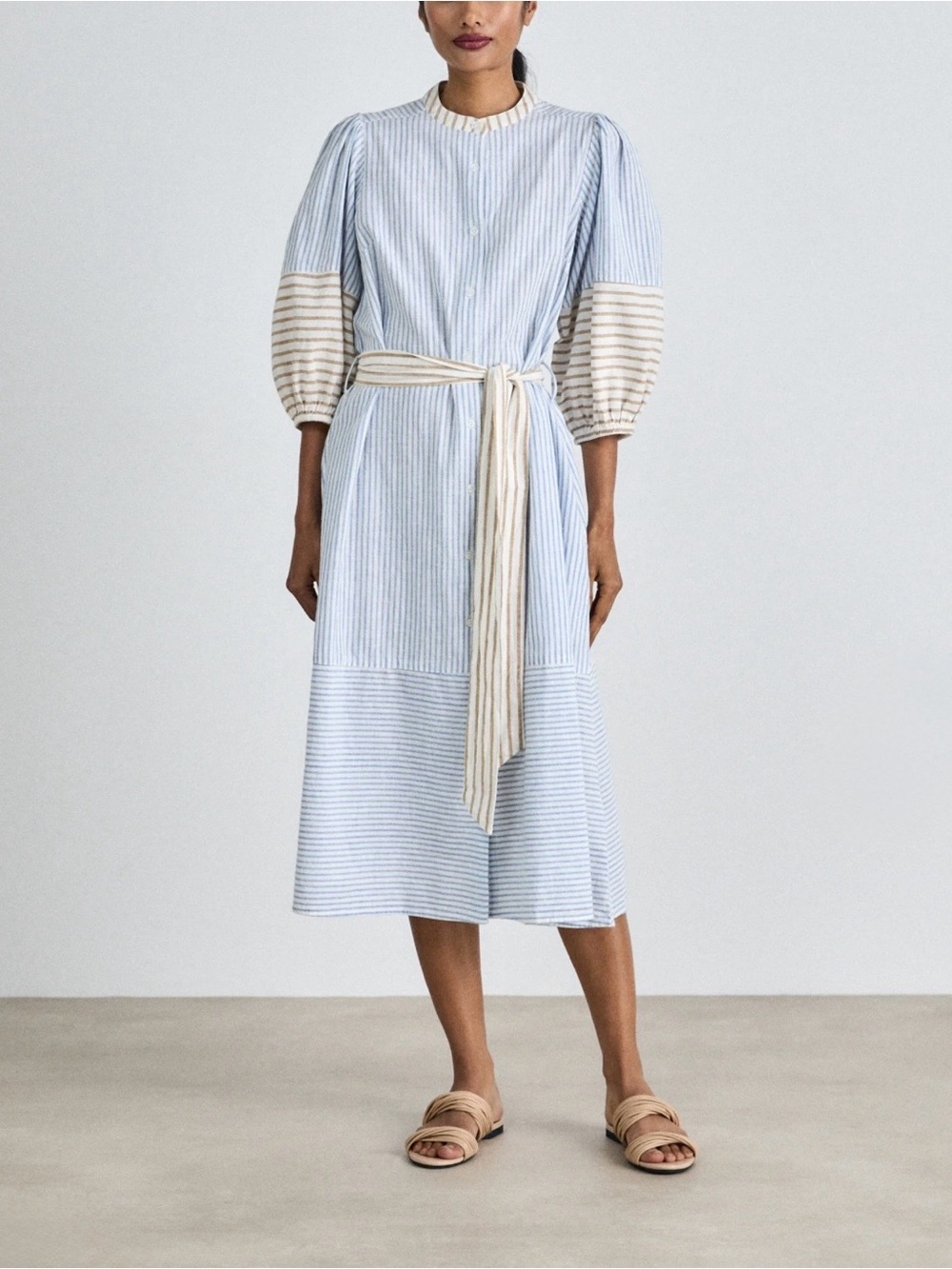 The Barbour Thea Striped Cotton Linen Midi Dress✨NWT Sz 14